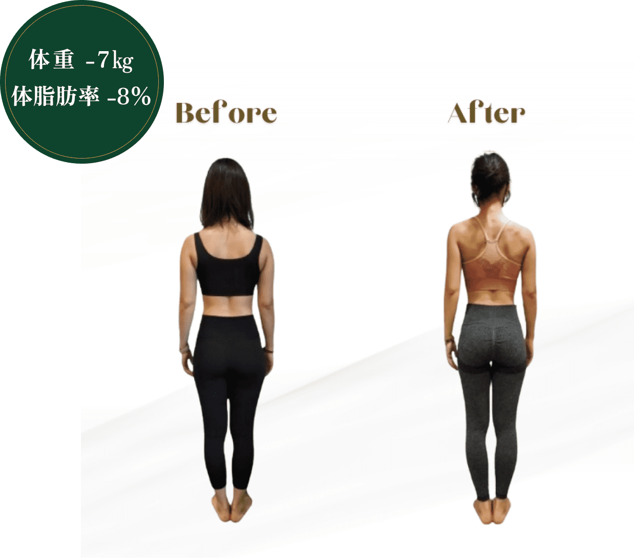 女性背面ビフォーアフター